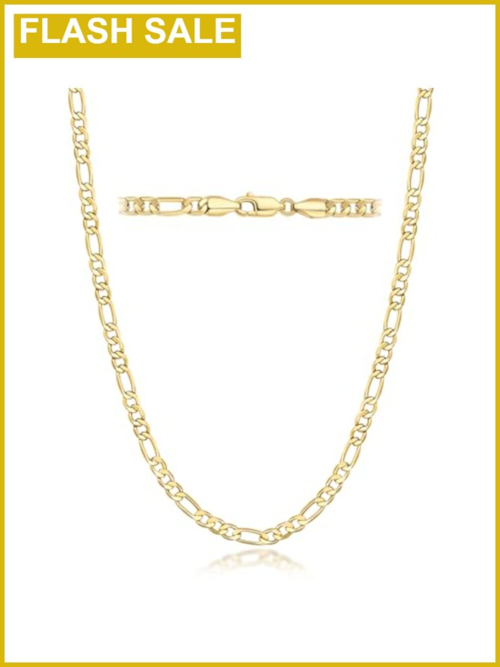 14K Gold Plated Figaro Chain Necklace for Women Layering